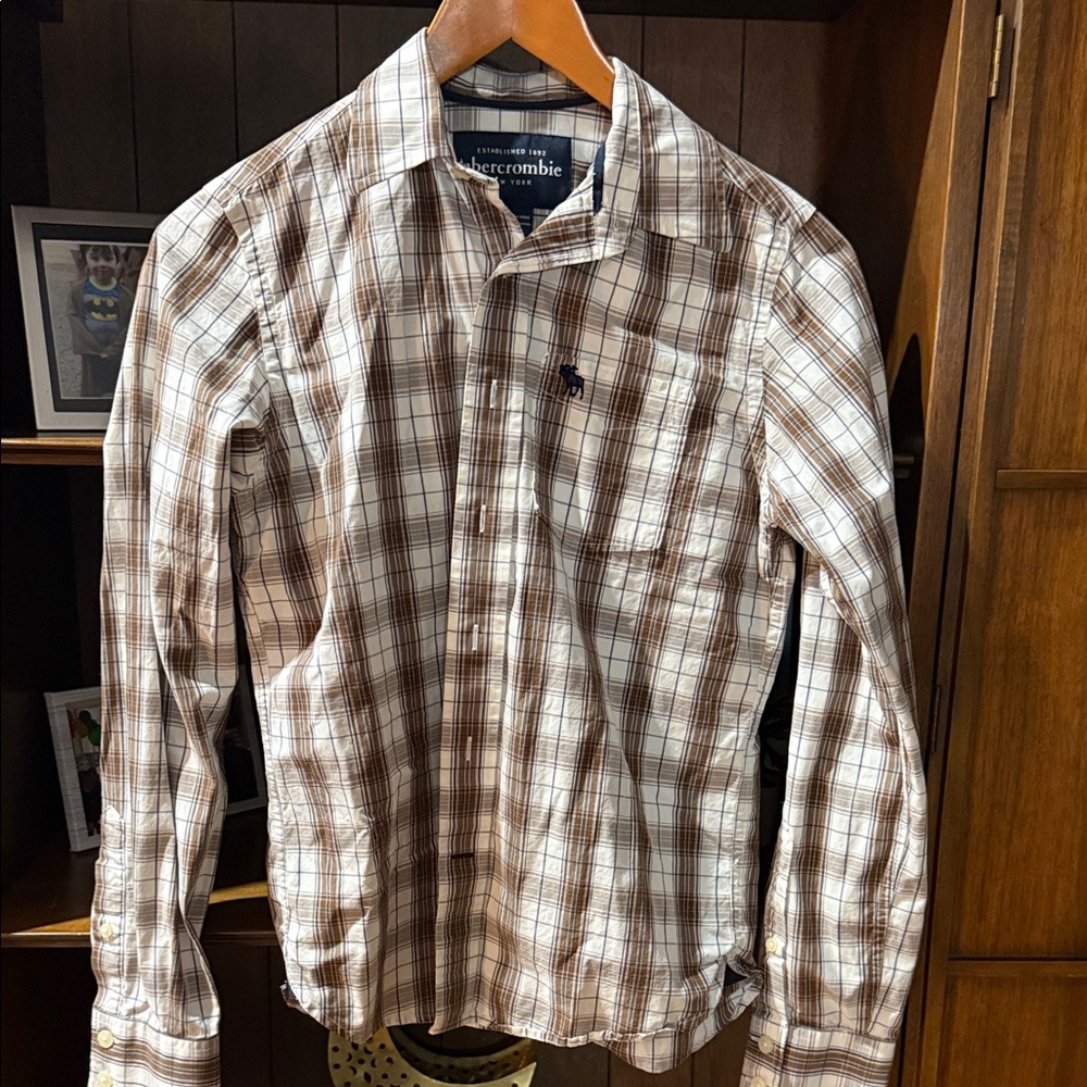 Abercrombie & Fitch youth Tan Plaid Shirt